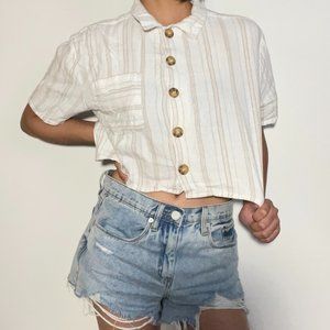 COTTON ON Striped Print Pocket Patched Drop Shoulder